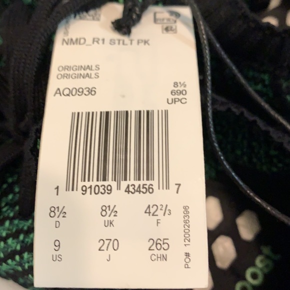 New ADIDAS NMD_R1 STLT PK BLACK NOBLE GREEN BOLD Men Sz 9 - Picture 9 of 10